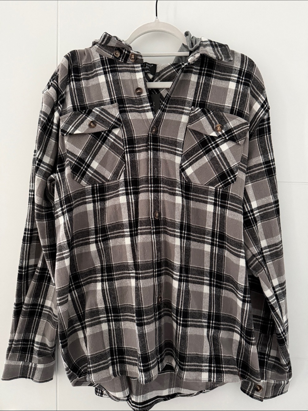 Little Bipsy Gray and Black Plaid Button-Down Shirt